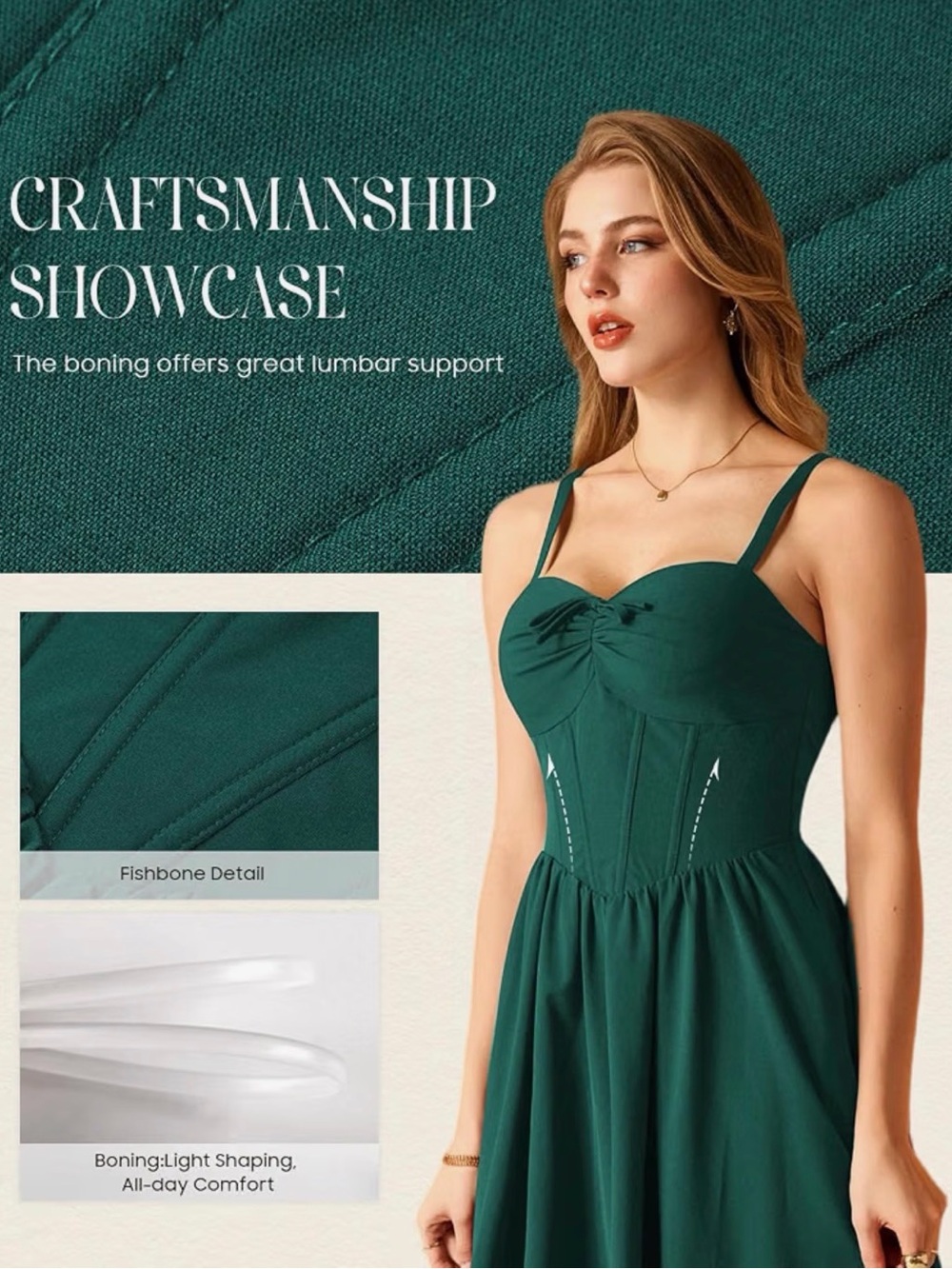 Scarlet Darkness Forest Green Maxi Dress with Sweetheart Neckline and Bow - Picture 2 of 9